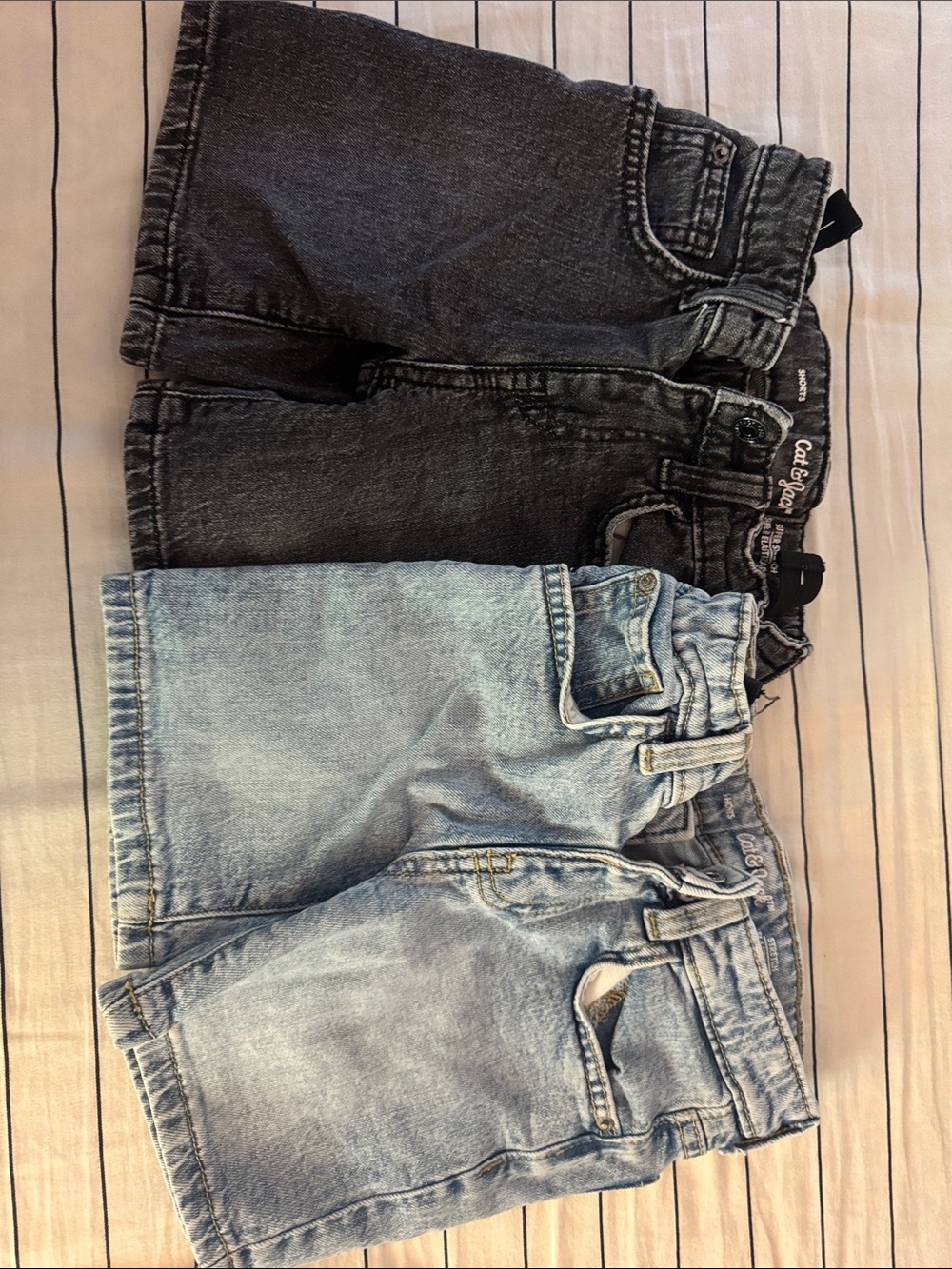 Cat & Jack Kids' Denim Short Set - Black & Light Blue